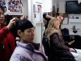 With stunt 'dance' partner Dailyn Matthews in Makeup and Hair trailer.